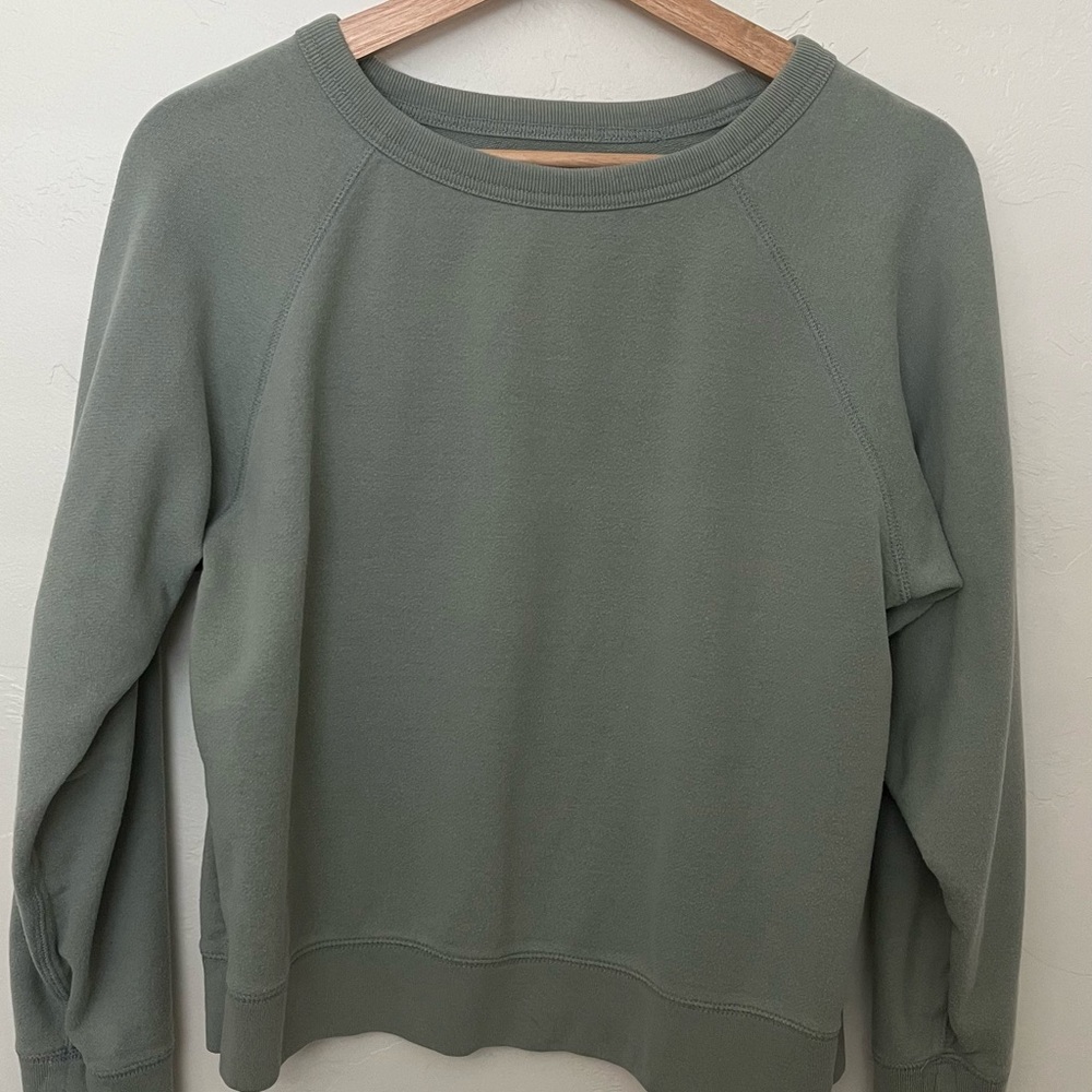 Everlane Crewneck Pullover Sweatshirt in Sage Green